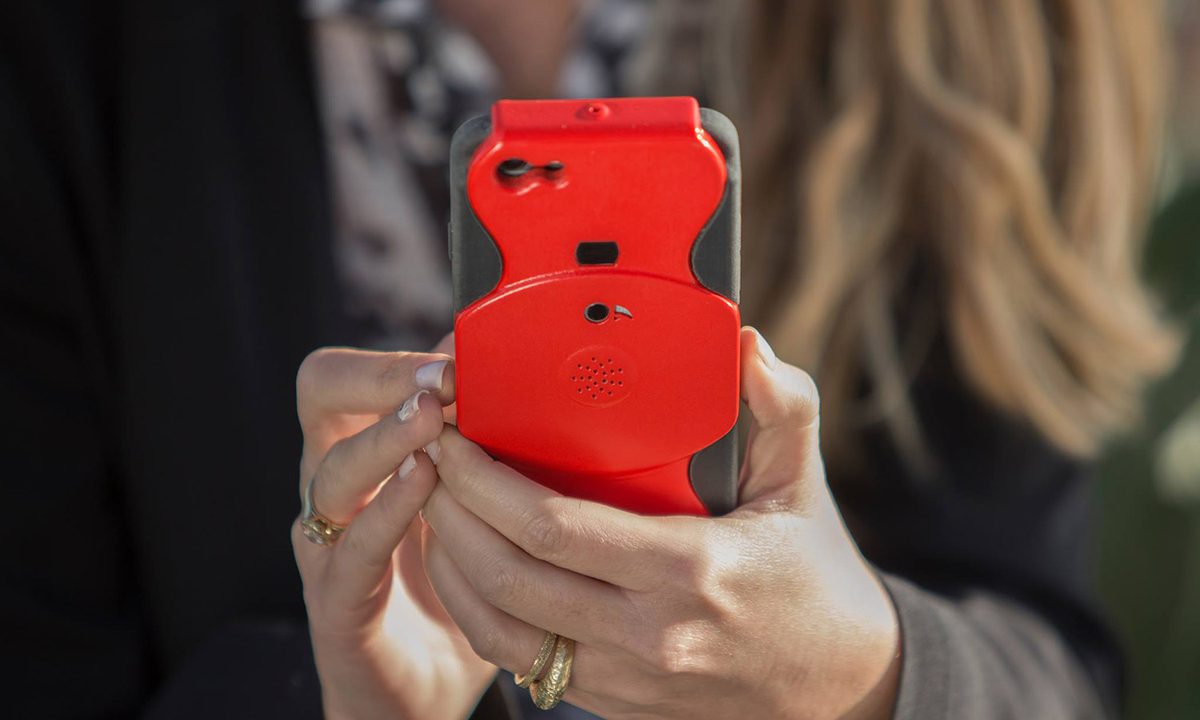 A person using a smartphone.