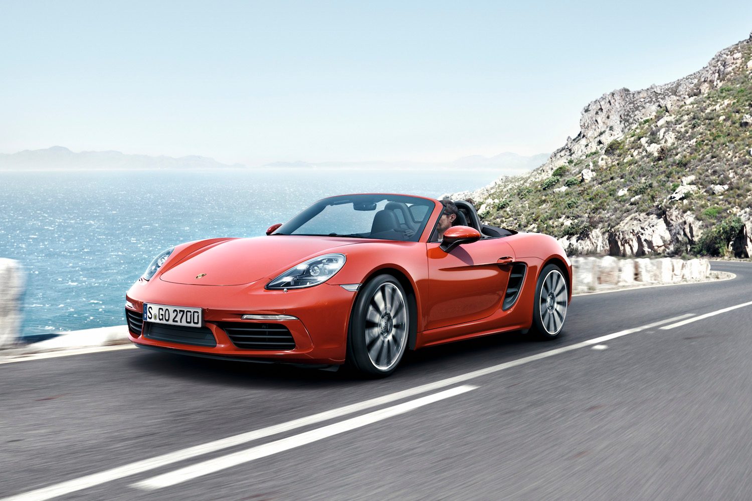 Porsche 718 Boxster orange front angle