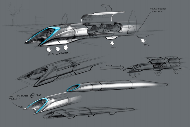 Artist rendition of a Hyperloop passenger pod