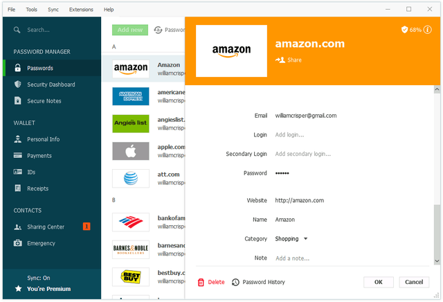 dashlane 4 - password credential view (PC)