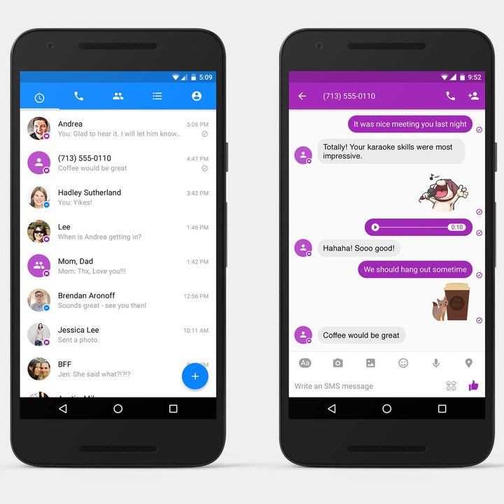 Facebook has re-introduced SMS integration to Messenger for Andorid