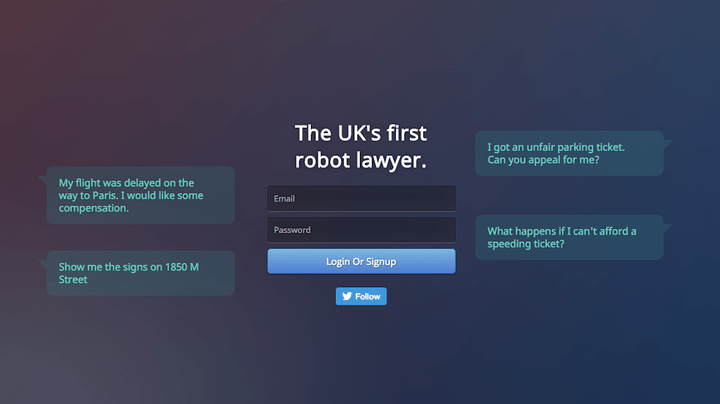 DoNotPay robotic lawyer UK parking tickets