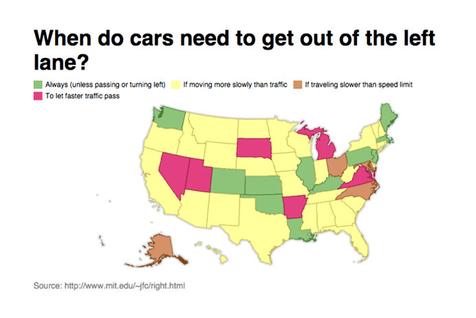 Cars left lane laws by state