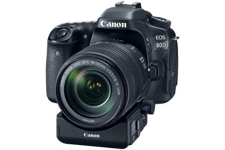 Canon EOS 80D with 18-135mm IS USM kit lens and optional PZ-E1 Power Zoom Adapter.