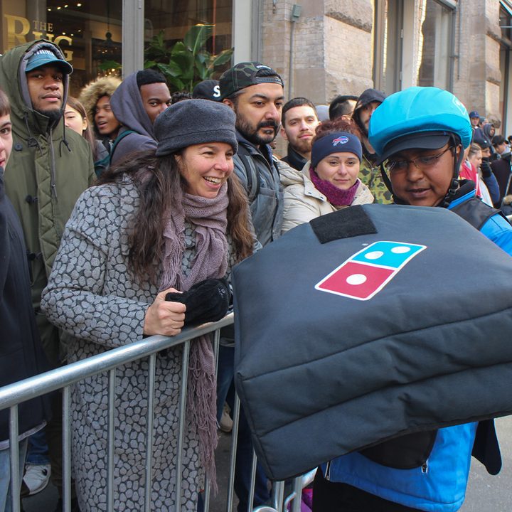 Domino's delivery in line.