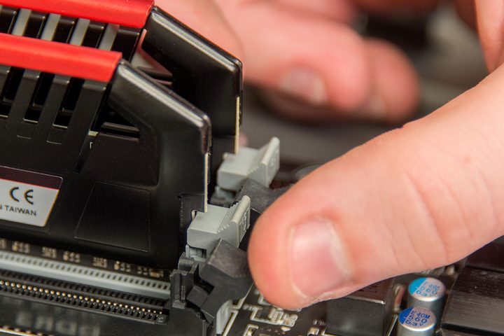 RAM tabs on motherboard.