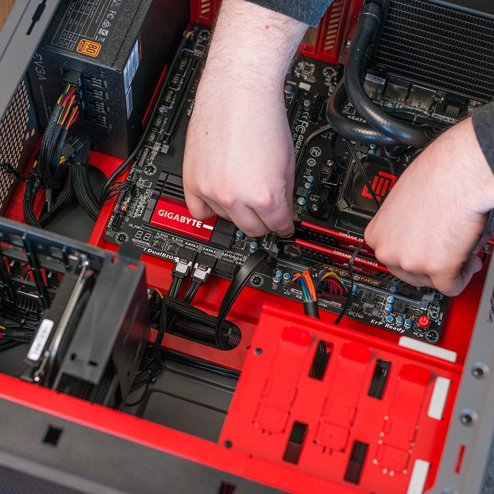 Installing RAM in a desktop PC.