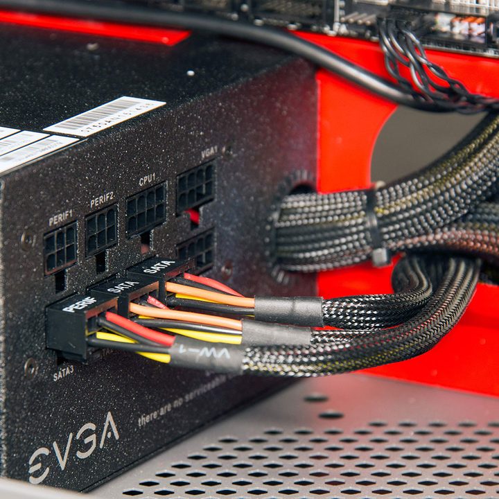 Modular cables connected to PC power supply.