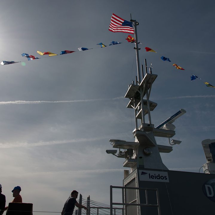 darpa officially christens the actuv in portland boat flags