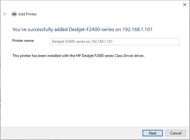 Successfully Added Printer
