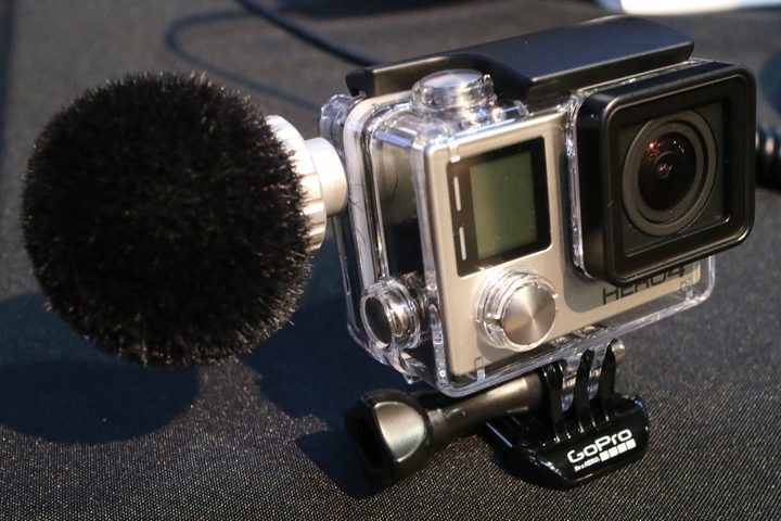 Sennheiser showed off a microphone solution designed to work with a GoPro underwater housing. The waterproof microphone provides a dramatic audio improvement over the camera's built-in mic.