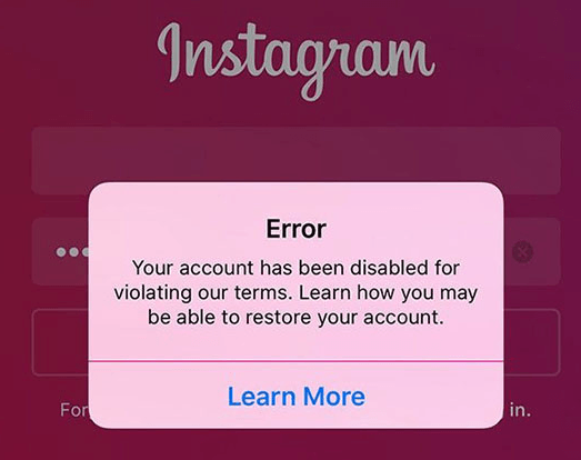 instagram account disabled