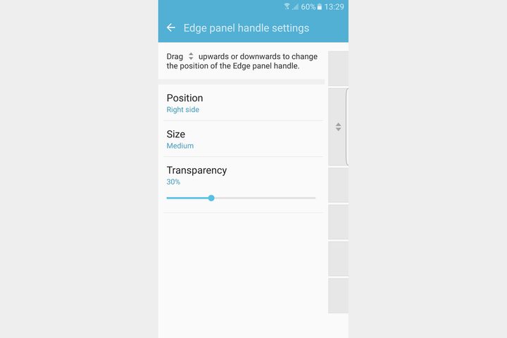Edge panel handle settings