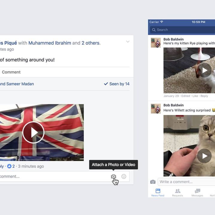 Facebook video comments are available worldwide