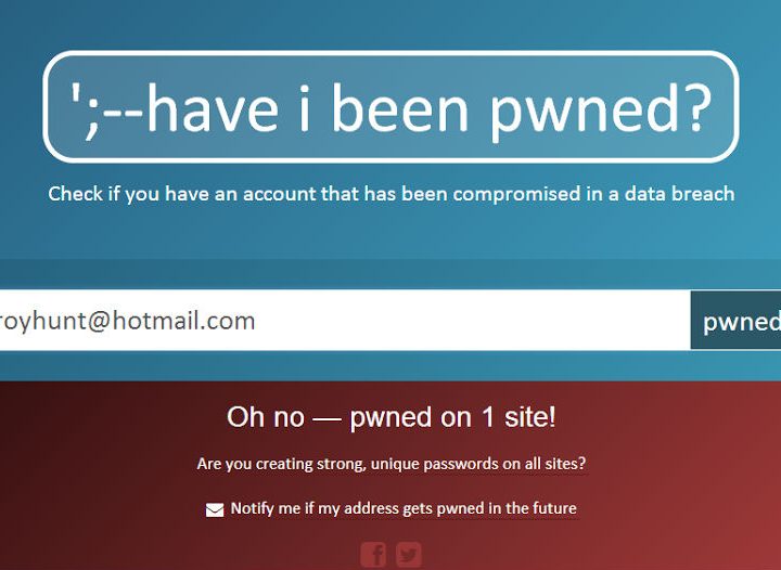 Have I Been Pwned website screenshot.