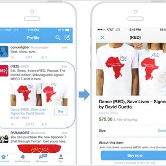 Twitter's 'buy' button featured on a product page