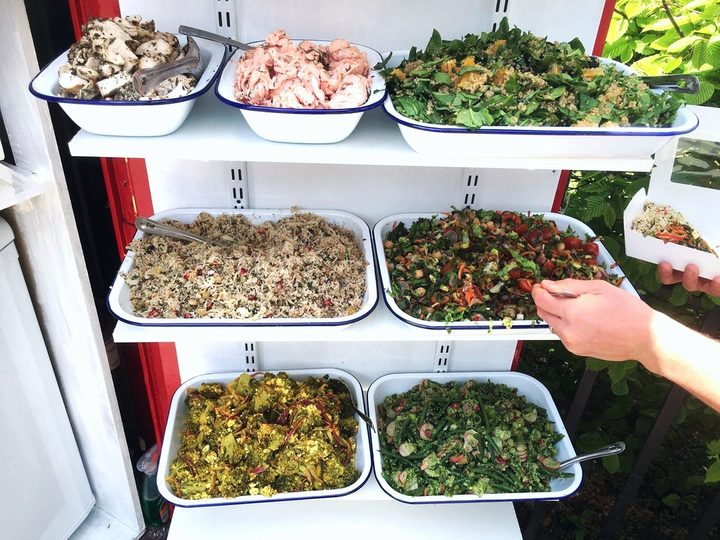 phone box salad bar close-up