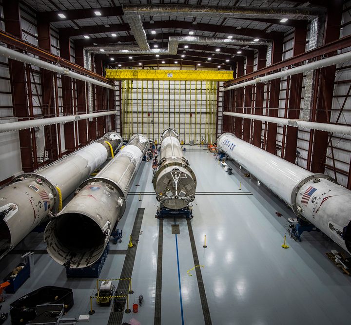 SpaceX's hangar of used rockets