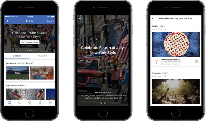 Facebook's "recommended events" feature
