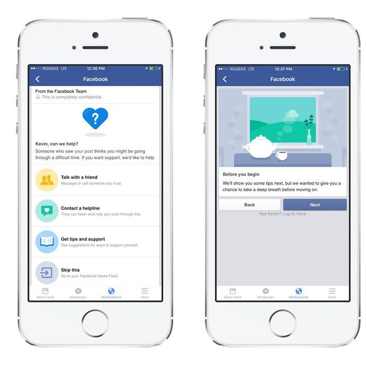 Facebook provides tips and resources for suicide prevention