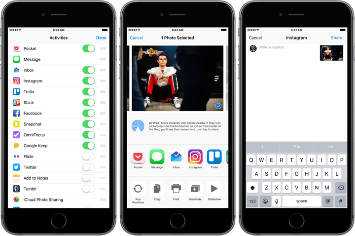 Instagram Share Sheet Screenshots