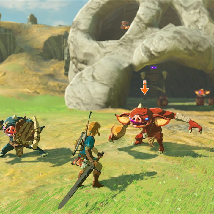 Link faces off against a moblin in The Legend of Zelda: Breath of the Wild.