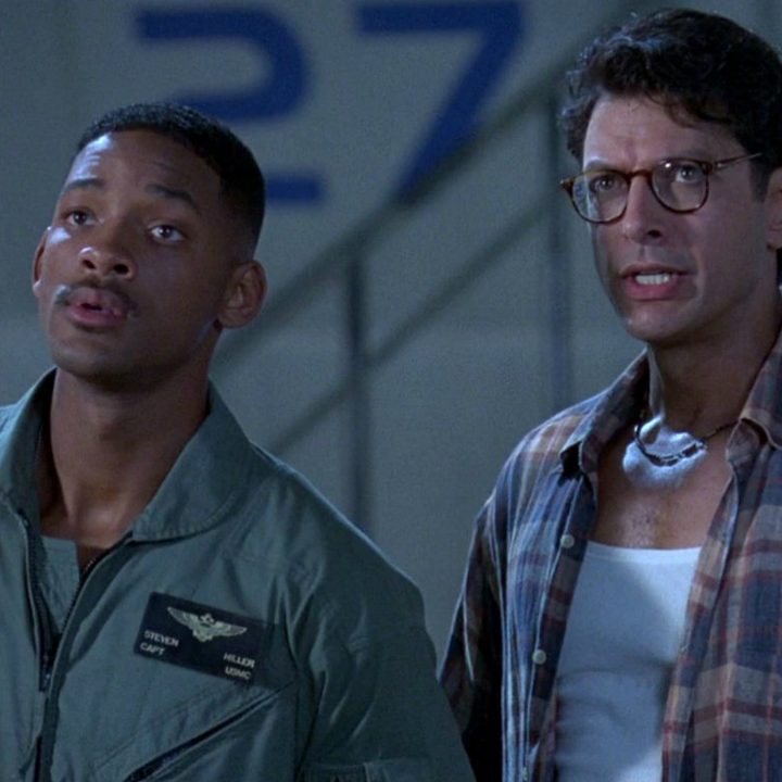 Will Smith and Jeff Goldblum stare from Independence Day.