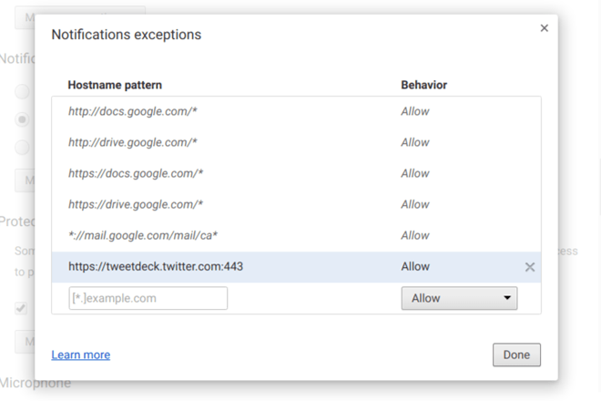 notification exceptions