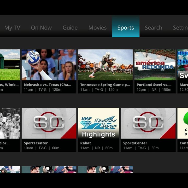 Sling TV interface.