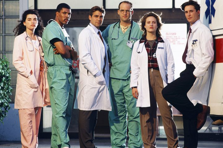The cast of ER looking at the camera.