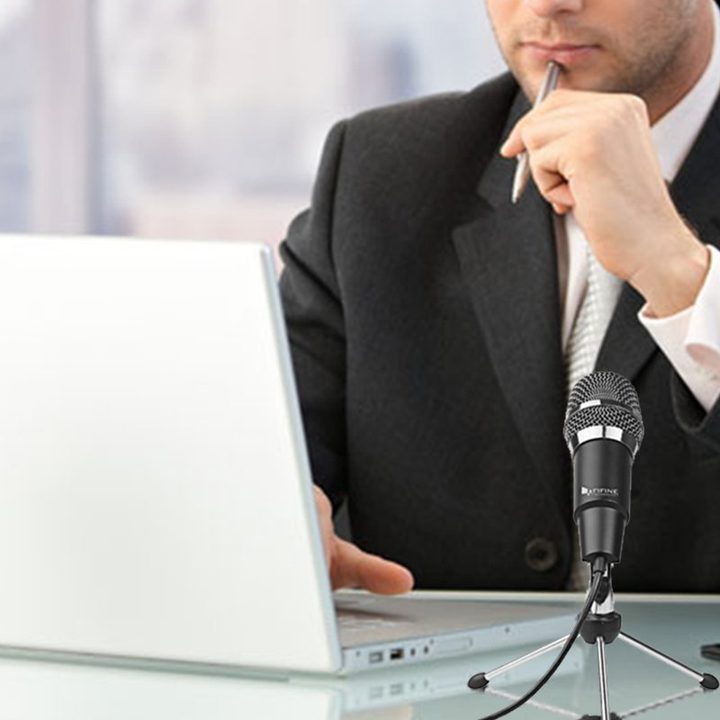 The Fifine USB Plug & Play Condenser Mic is a great option for first-time podcasters.