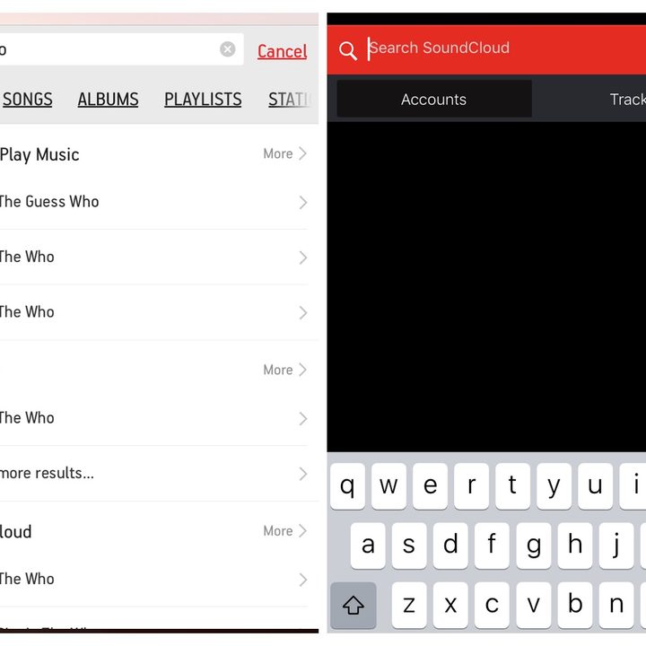 Music search comparison