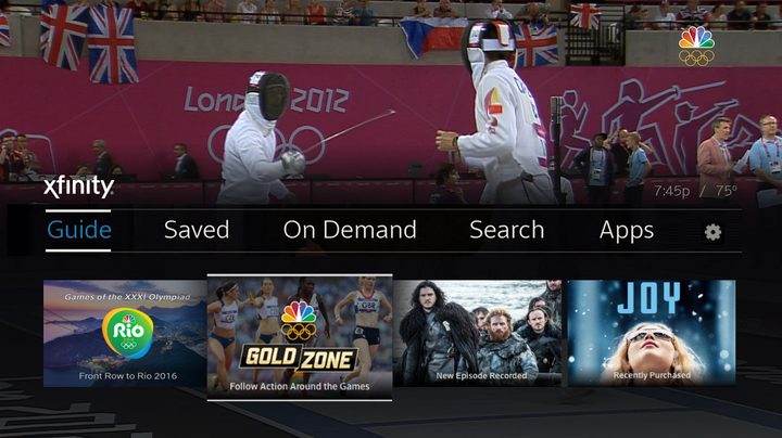 Comcast Olympics coverage Home-screen