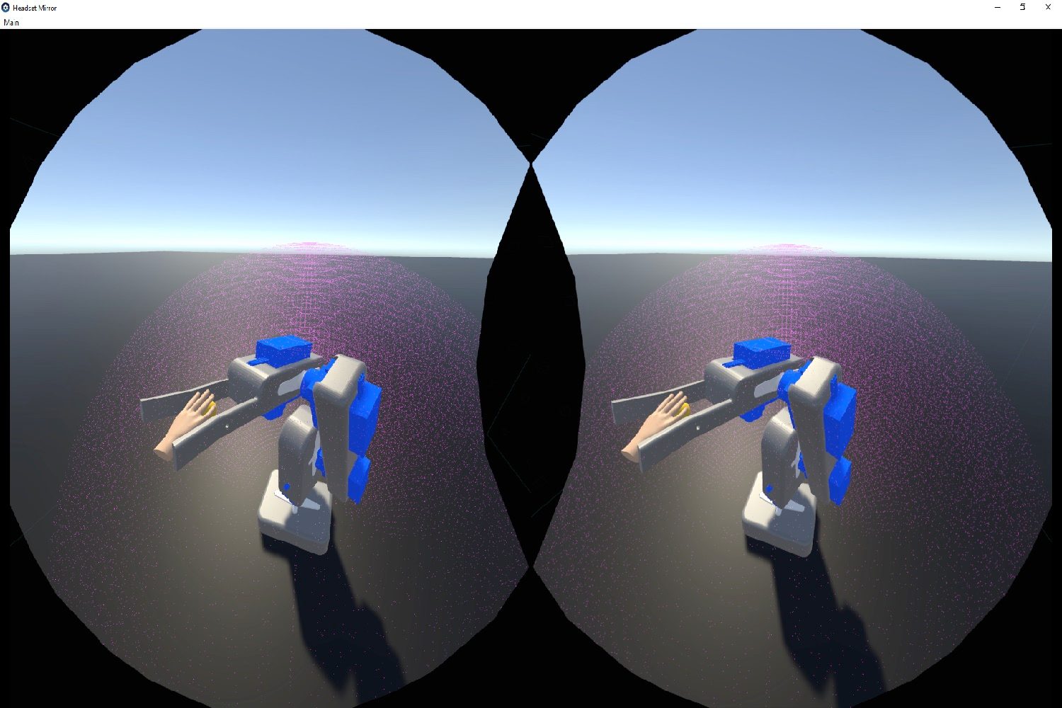 virtual reality robot arm headset mirror