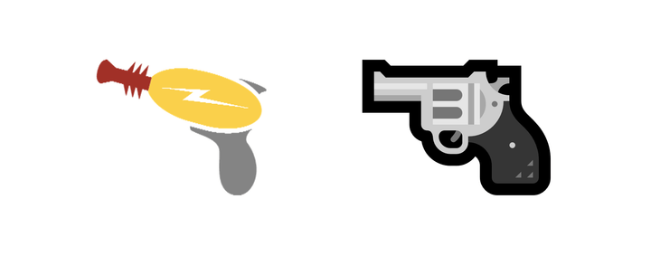 Microsoft's toy gun emoji has been replaced with a pistol icon, via Emojipedia