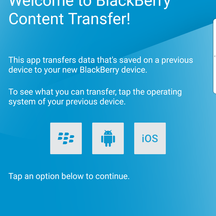 BlackBerry DTEK50 transfer content