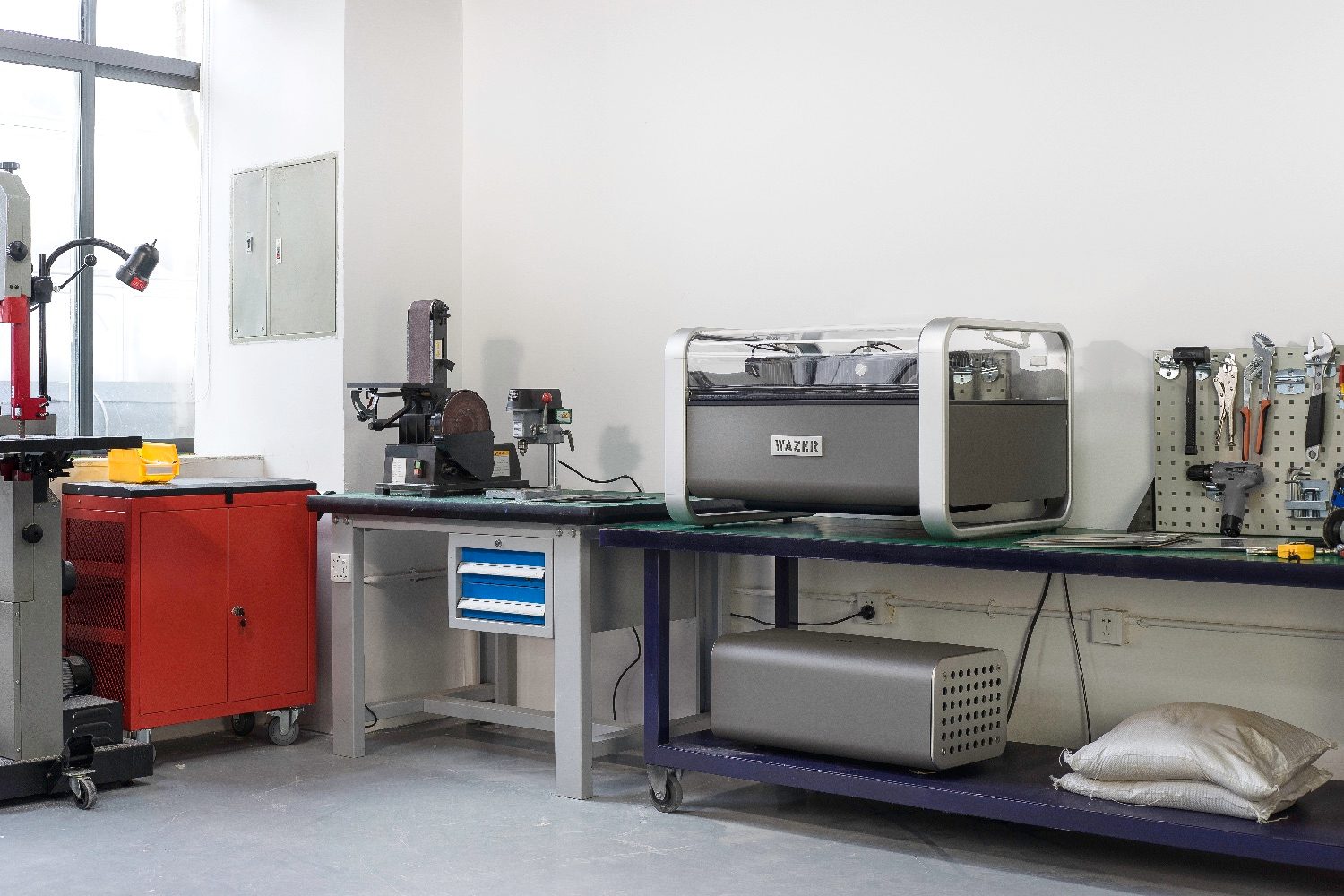 wazer waterjet cutter kickstarter hero in workshop