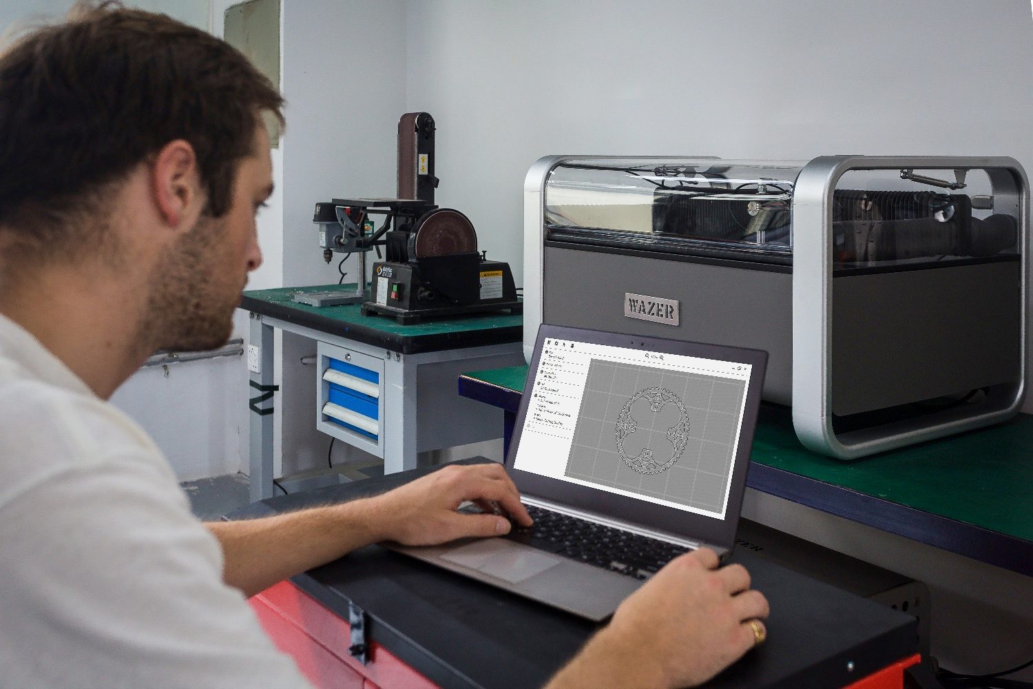 wazer waterjet cutter kickstarter software being used