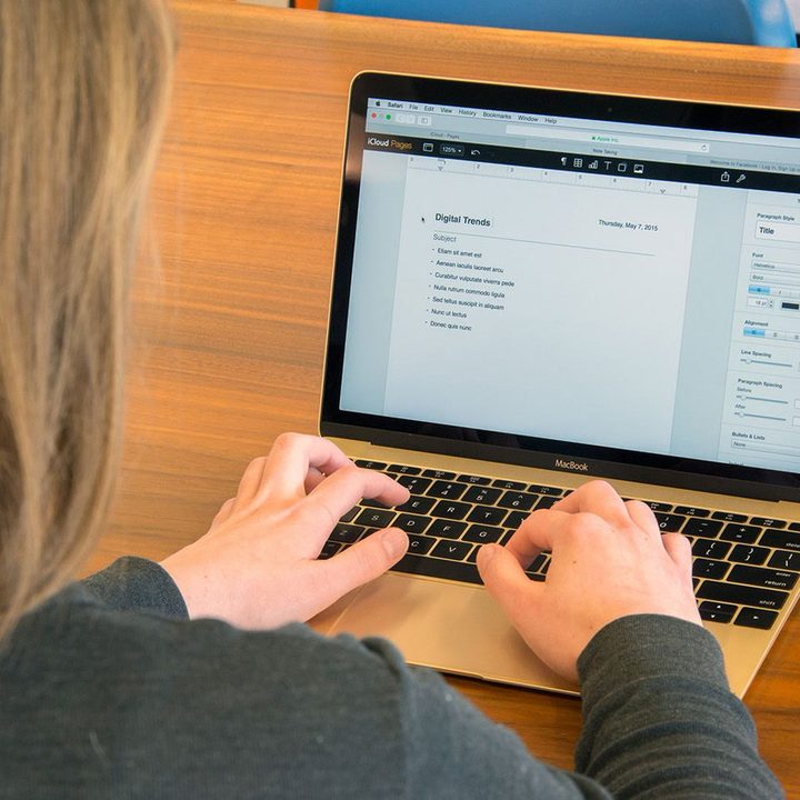 The 12-inch MacBook being used on a table.
