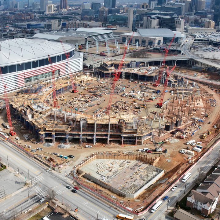 dt10 fans and players compete for stardom in the stadiums of future mercedes benz stadium construction 2