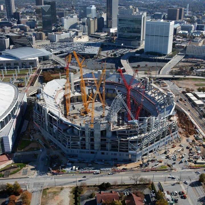 dt10 fans and players compete for stardom in the stadiums of future mercedes benz stadium construction 5