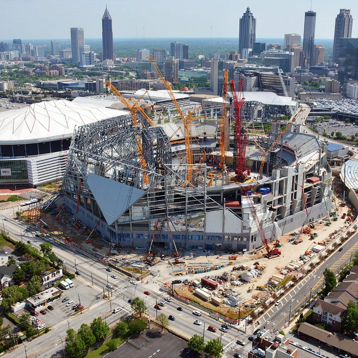 dt10 fans and players compete for stardom in the stadiums of future mercedes benz stadium construction 6