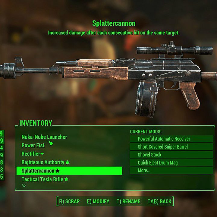 The Splattercannon weapon from Fallout 4.