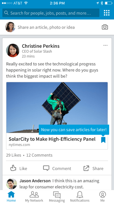 linkedin app news update