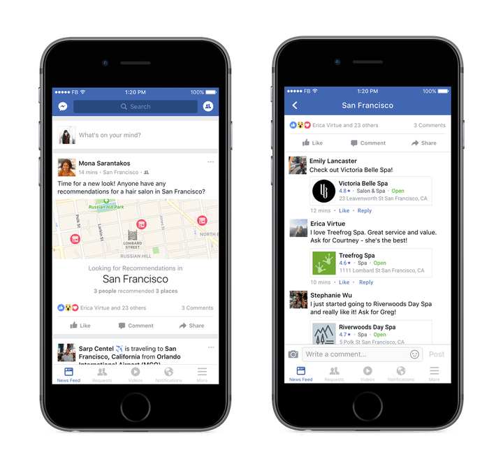 Facebook now maps your friends' recommendations