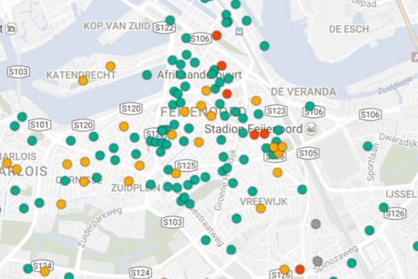 A map identifying which dumpsters require pickup