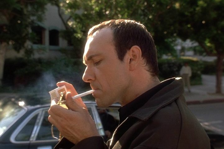 Kevin Spacey lighting a cigarette in The Usual Suspects.