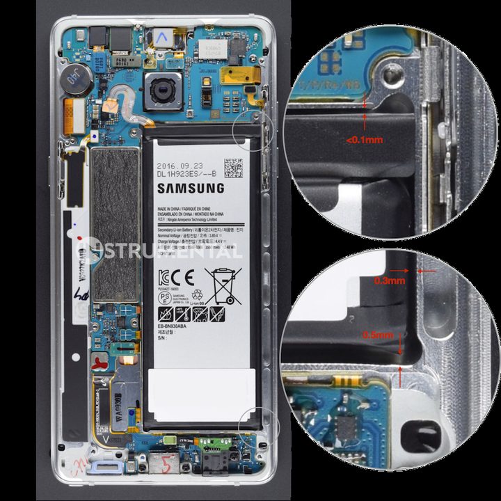 Teardown shows tiny space between Galaxy Note 7 body and battery