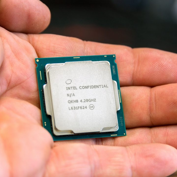 Intel Core i7-7700K sitting in someone's palm.