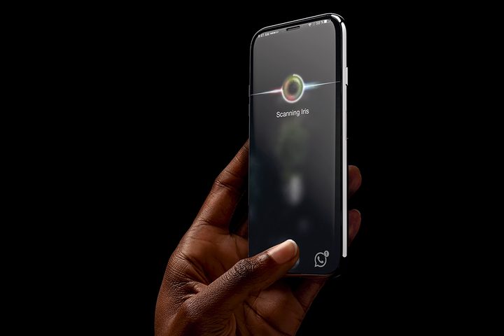 an iPhone 8 concept shows how an iris scanner might work.